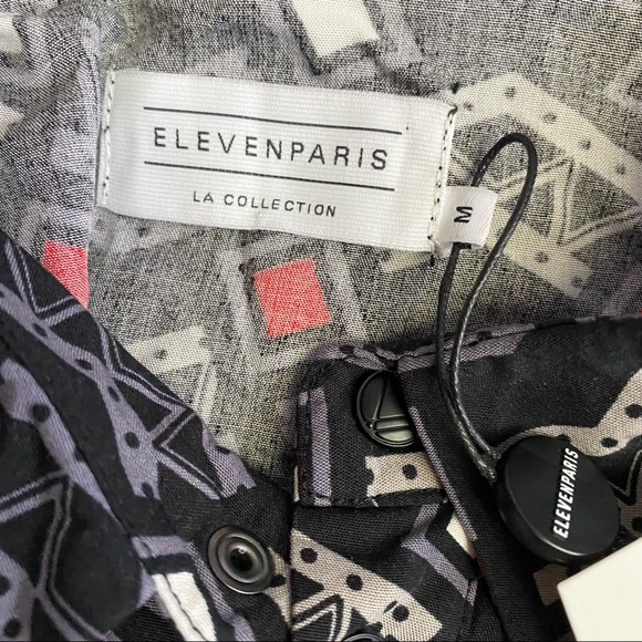 NWT Eleven Paris Geometric Viscose Snap Button Shirt - Picture 11 of 14